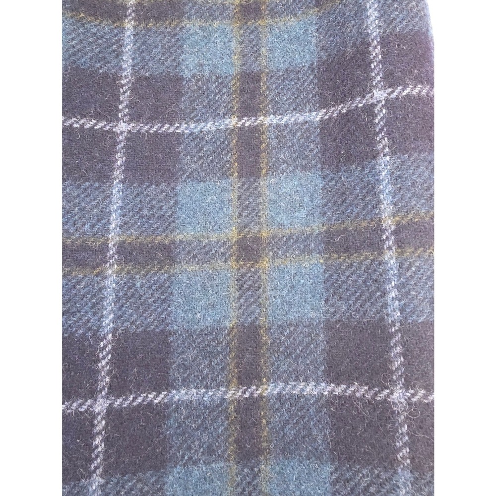 LL Bean Blue Green Plaid Wool Blend Skirt Womens 8 Petite Pencil Skirt Vintage - Picture 2 of 9